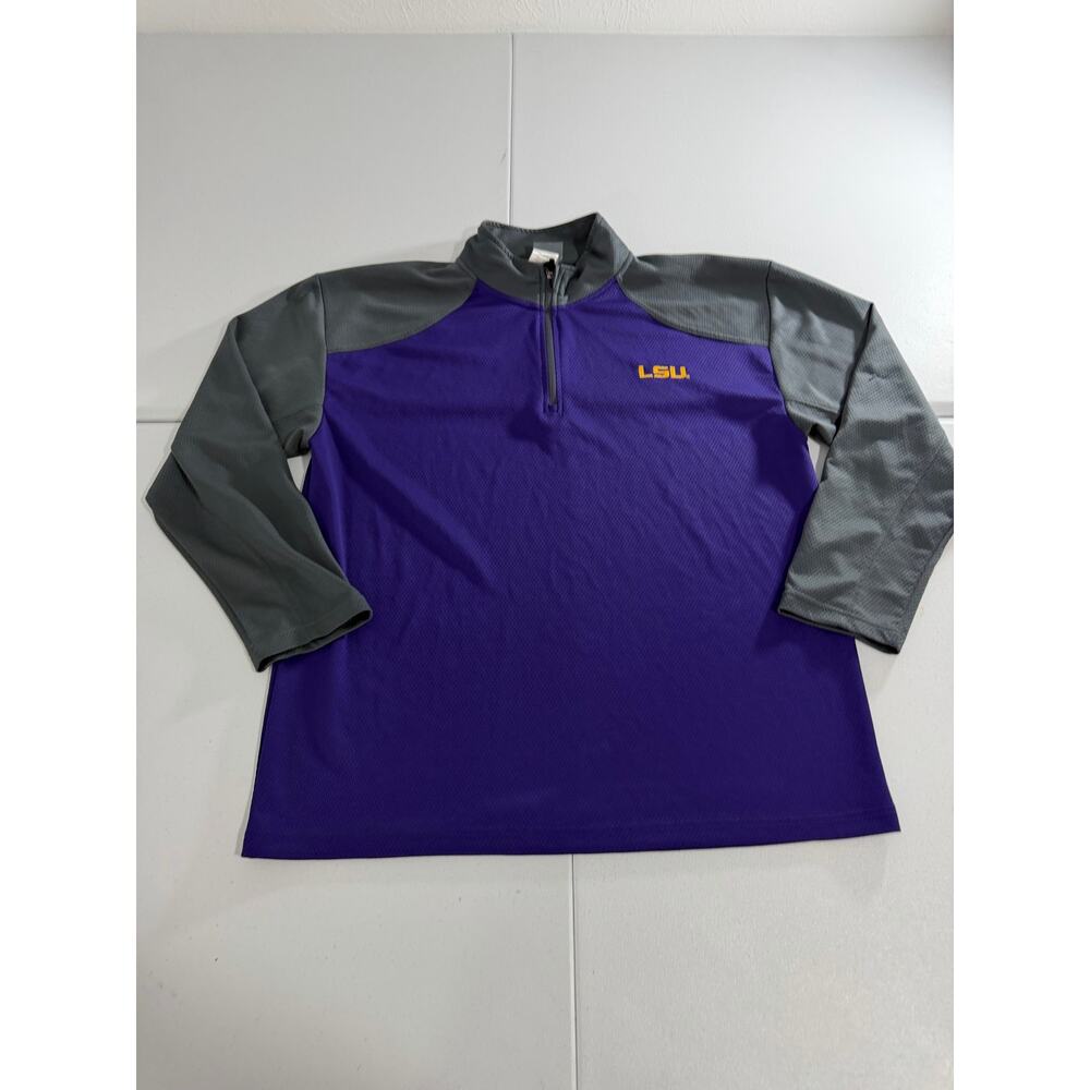 LSU Men’s XL Quarted Zip Sweater Purple and Gray